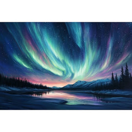 Tableau Peinture Aurore Boréale, art mural décoration nature