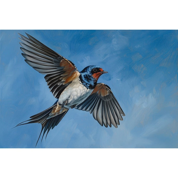 Tableau Peinture Hirondelle, art mural décoration nature, vue 2