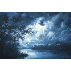 Tableau Peinture Orage, art mural décoration nature