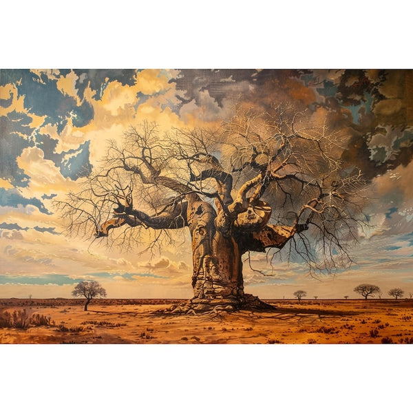 Tableau Peinture Baobab, art mural décoration nature
