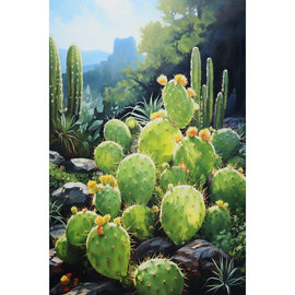 Tableau Peinture Cactus, art mural décoration nature
