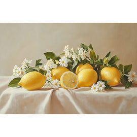 Tableau Peinture Citron, art mural décoration nature