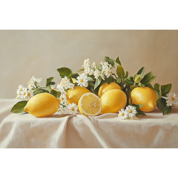 Tableau Peinture Citron, art mural décoration nature
