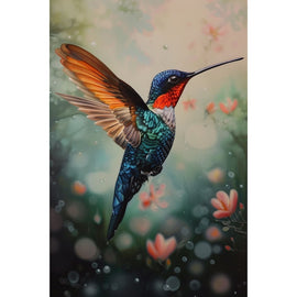 Tableau Peinture Colibri, art mural décoration nature, vue 2