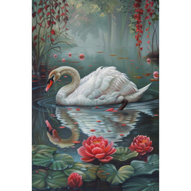 Tableau Peinture Cygne, art mural décoration nature, vue 2