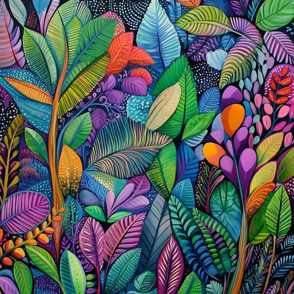 Tableau Peinture Feuillage, art mural décoration nature