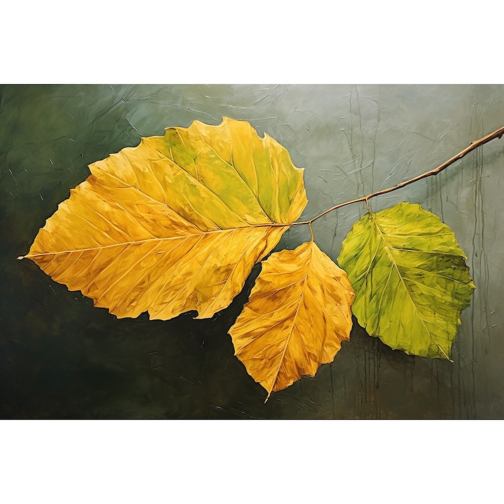 Tableau Peinture Feuille, art mural décoration nature