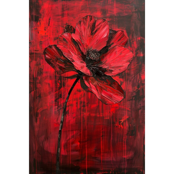 Tableau Peinture de Fleur Rouge
