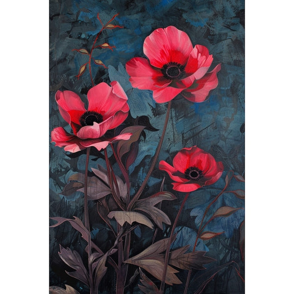 Tableau Peinture de Fleurs Rouges