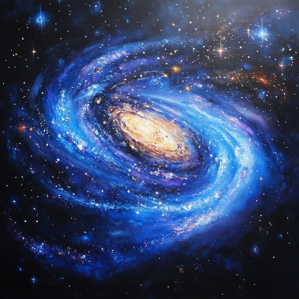 Tableau Galaxie Spirale Bleue - Bras Stellaires Cosmiques, art mural décoration nature
