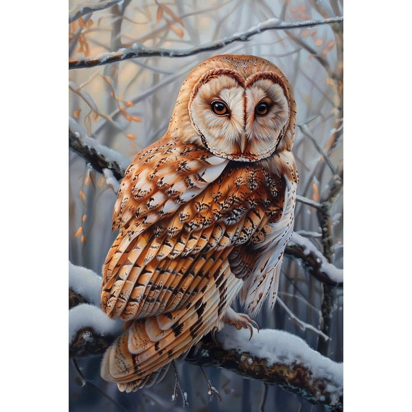 Tableau Peinture Hibou, art mural décoration nature, vue 2