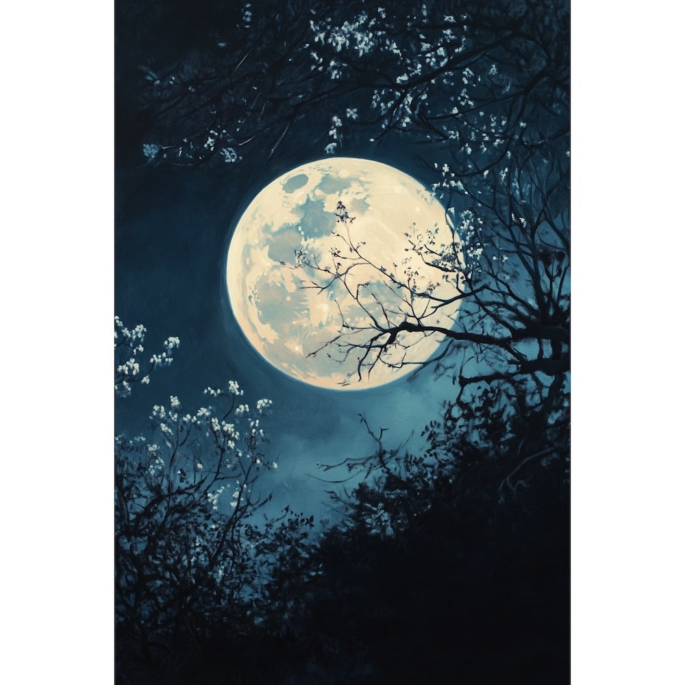 Tableau Peinture Lune, art mural décoration nature