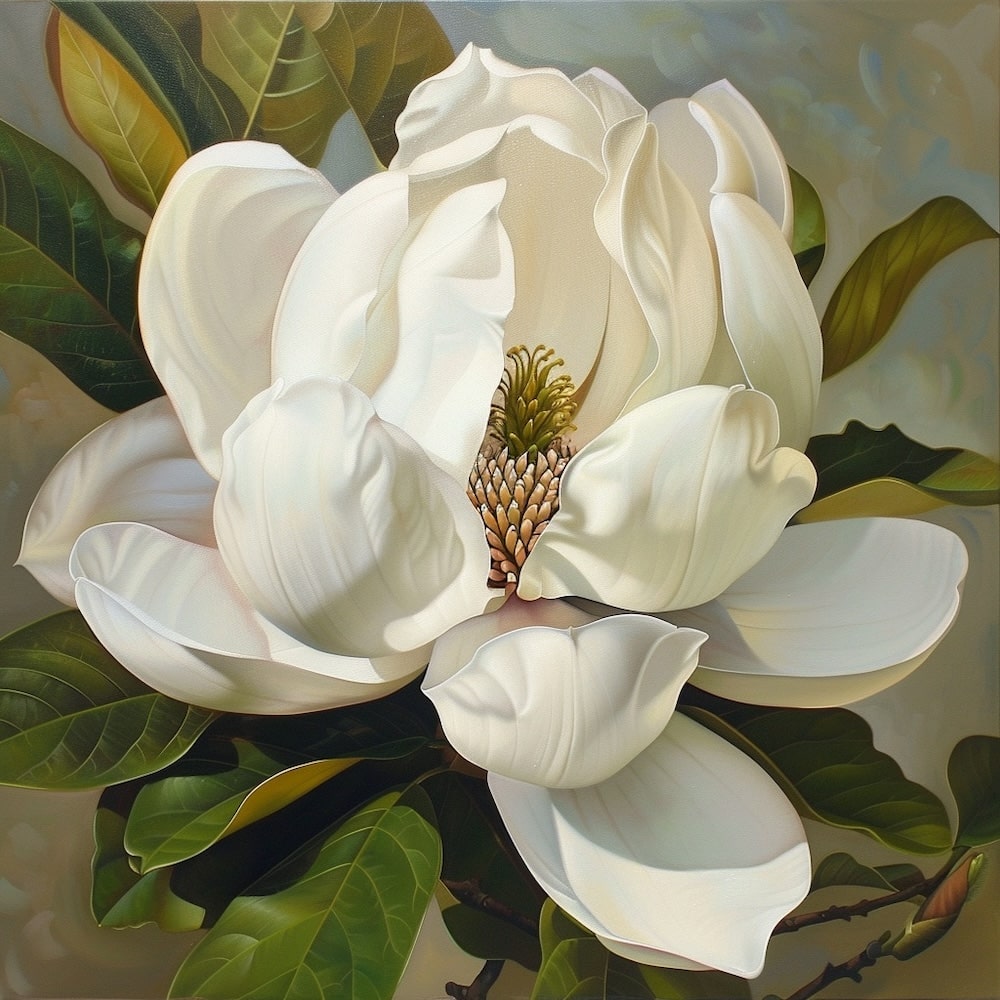 Tableau Peinture Magnolia, art mural décoration nature