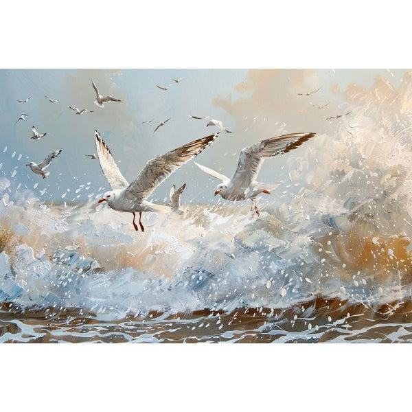 Tableau Peinture Mouette, art mural décoration nature, vue 2