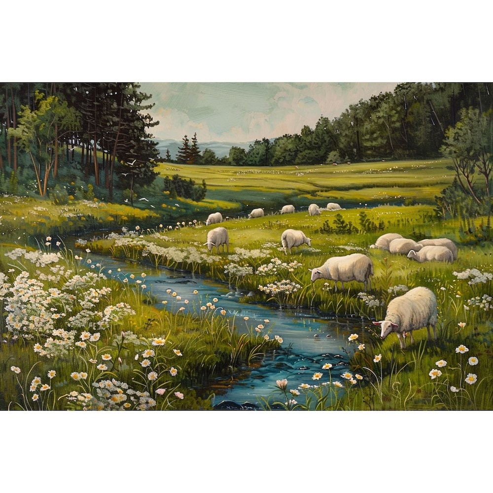 Tableau Peinture de Moutons