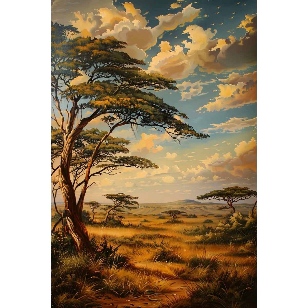 Tableau Peinture Savane, art mural décoration nature, vue 2