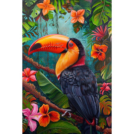 Tableau Peinture Toucan, art mural décoration nature, vue 2