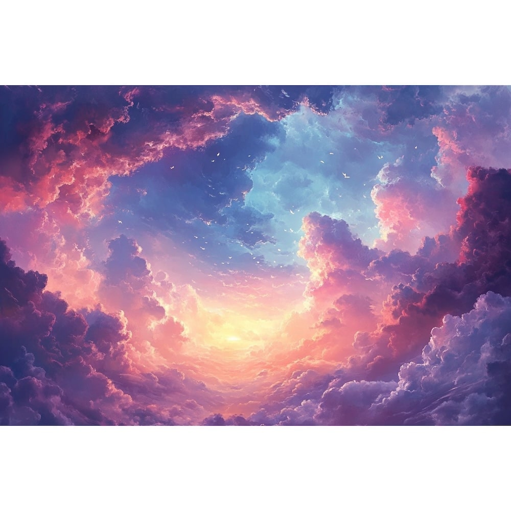 Tableau Ciel de Nuages Roses au Soleil Levant, art mural décoration nature