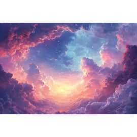 Tableau Ciel de Nuages Roses au Soleil Levant, art mural décoration nature