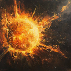 Tableau Peinture Soleil, art mural décoration nature