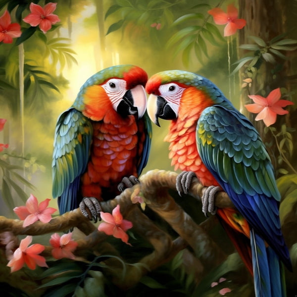 Tableau Perroquet Amoureux