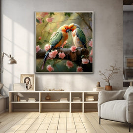 Tableau Perroquet Fleur, art mural décoration nature