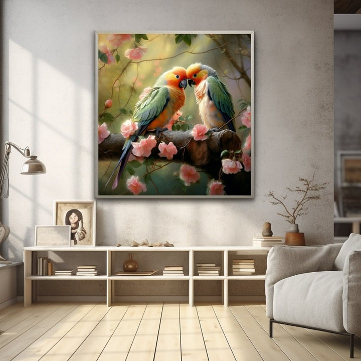 Tableau Perroquet Fleur, art mural décoration nature