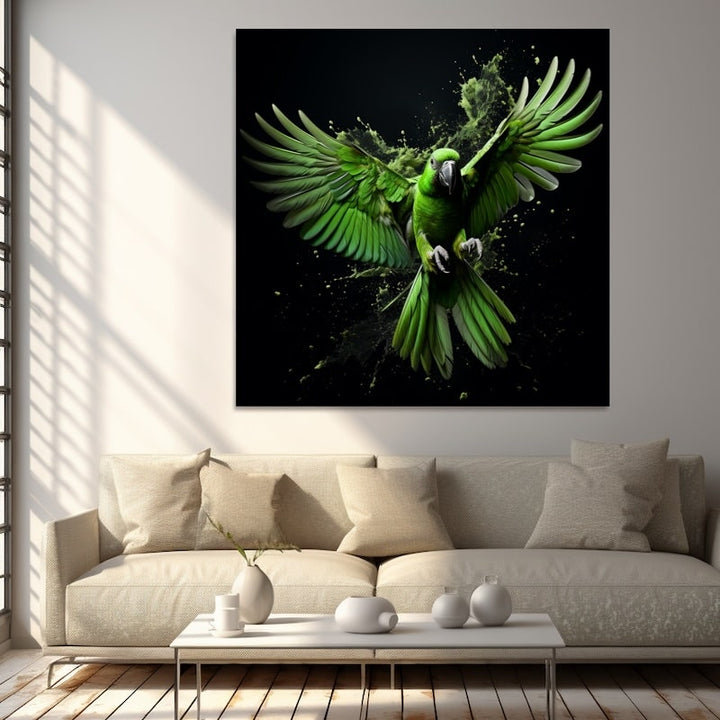 Tableau Perroquet Fond Noir