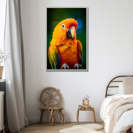 Tableau Perroquet Orange, art mural décoration nature