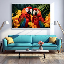 Tableau Perroquets Couleurs, art mural décoration nature