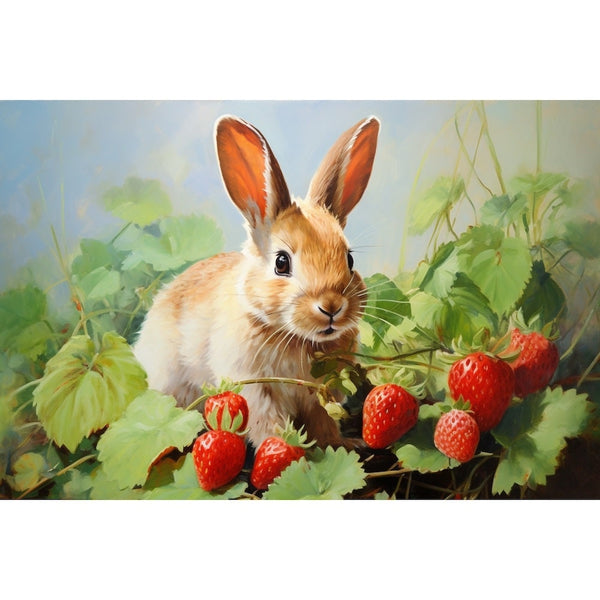 Tableau Peinture Petit Lapin, art mural décoration nature