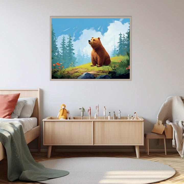 Tableau Petit Ours Brun, art mural décoration nature