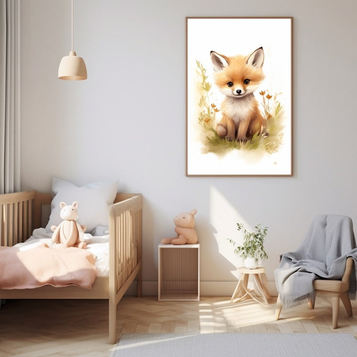 Tableau Petit Renard Chambre Bébé, art mural décoration nature