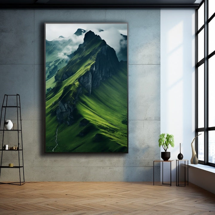 Tableau Photo Montagne Verdoyante, art mural décoration nature