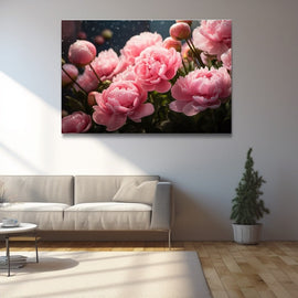 Tableau Pivoine Rose, art mural décoration nature