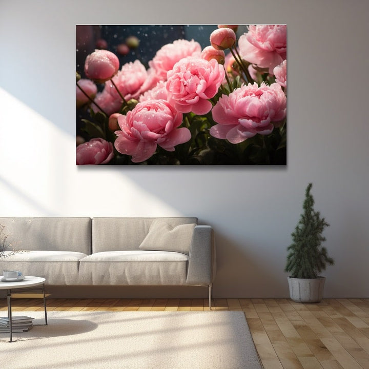 Tableau Pivoine Rose, art mural décoration nature