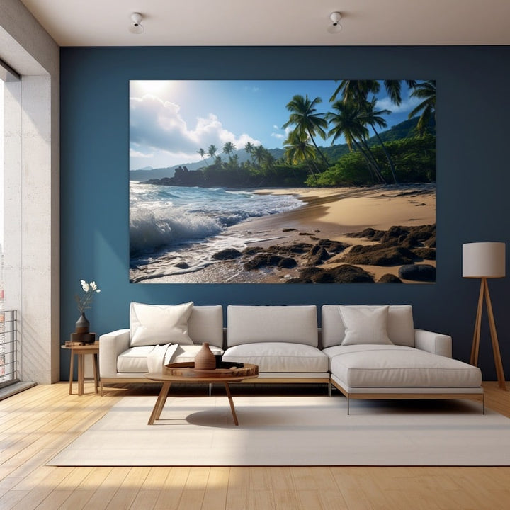 Tableau Plage Caraïbes, art mural décoration nature