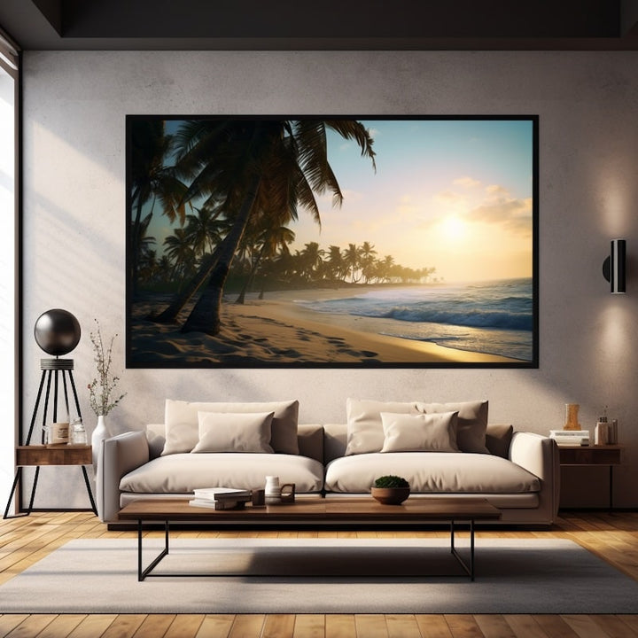 Tableau Plage Mer Palmier, art mural décoration nature