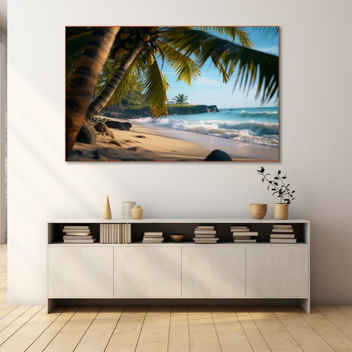 Tableau Plage Palmier, art mural décoration nature