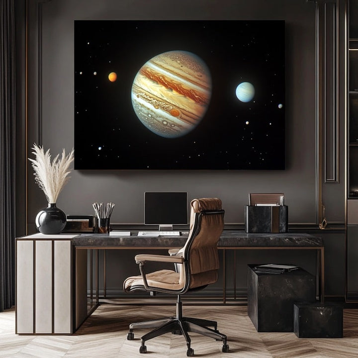 Tableau Jupiter et le Système Solaire, art mural décoration nature
