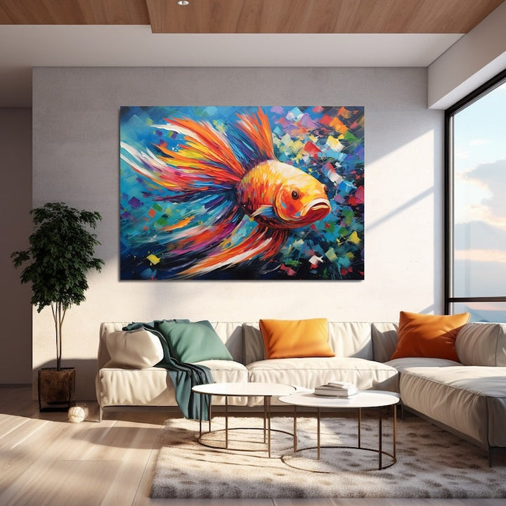 Tableau Poisson Abstrait, art mural décoration nature