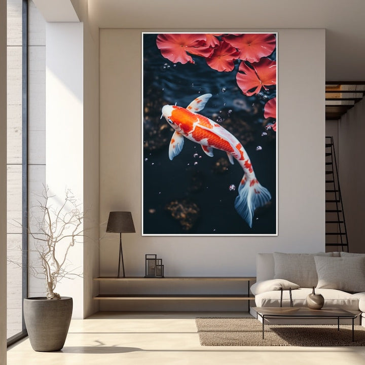 Tableau Poisson Asiatique, art mural décoration nature