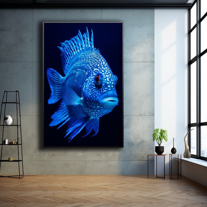 Tableau Poisson Bleu, art mural décoration nature