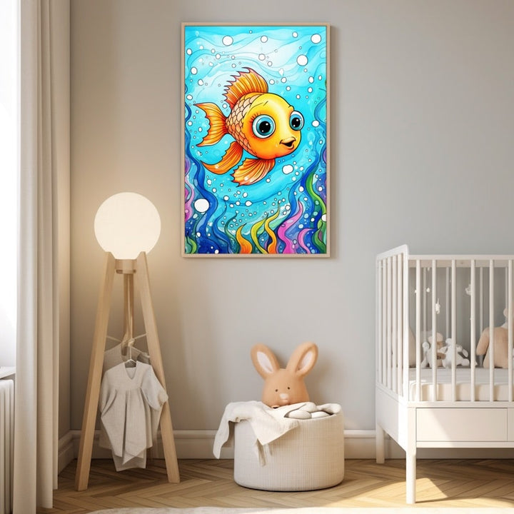 Tableau Poisson Doré pour Enfant, art mural décoration nature