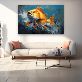 Tableau Poisson en 3D, art mural décoration nature