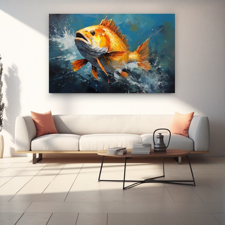 Tableau Poisson en 3D, art mural décoration nature