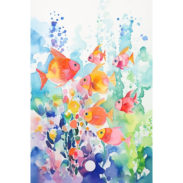 Tableau Poisson Enfants, art mural décoration nature