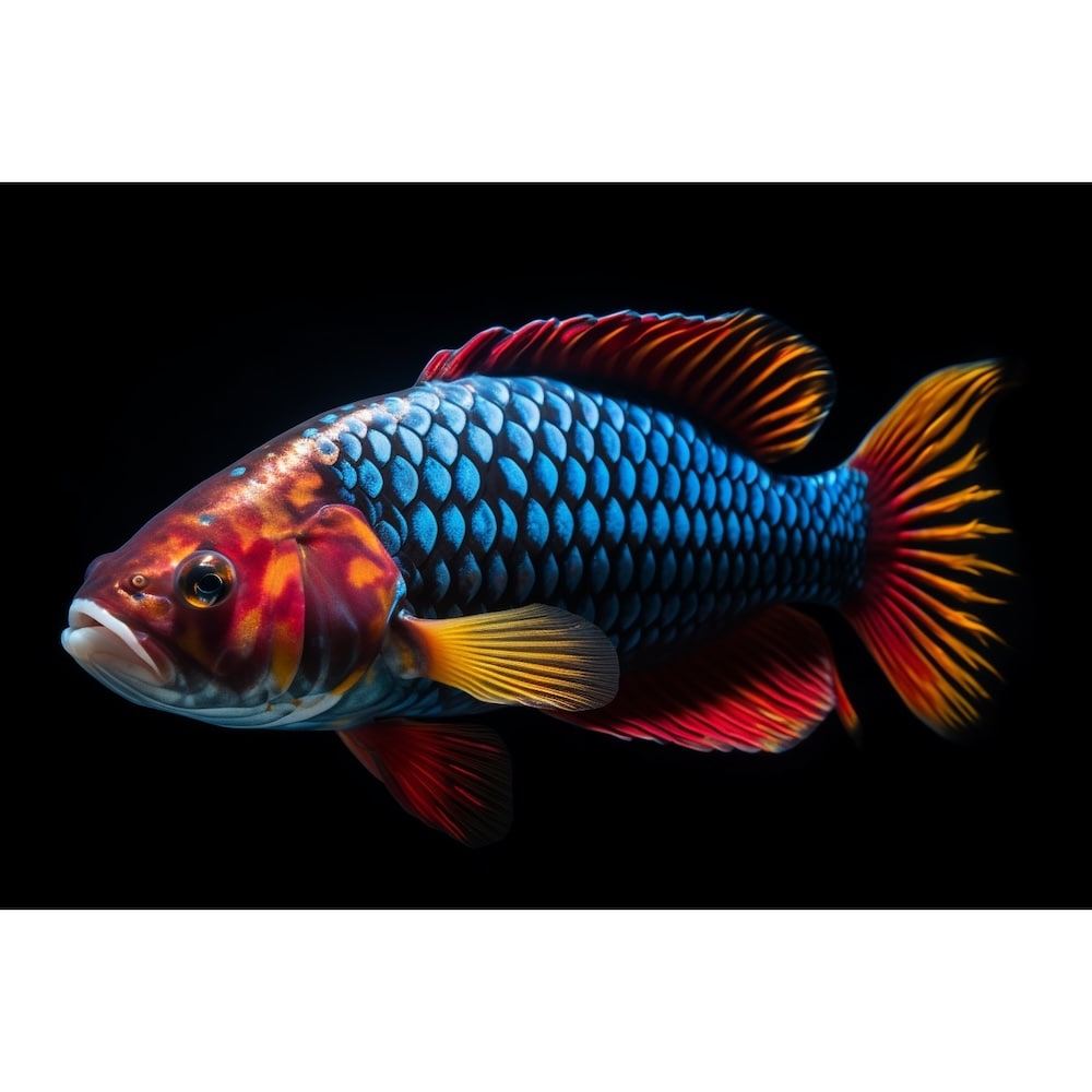 Tableau Poisson sur Fond Noir, art mural décoration nature