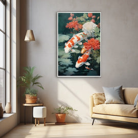 Tableau Poisson Japonais, art mural décoration nature