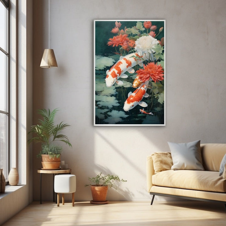 Tableau Poisson Japonais, art mural décoration nature